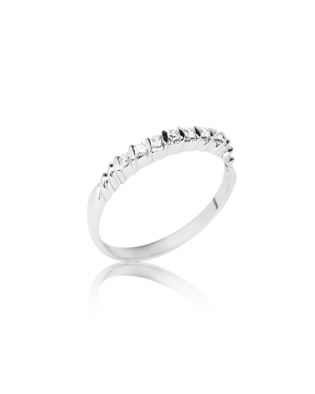 Meia aliança diamantes 0,15cts