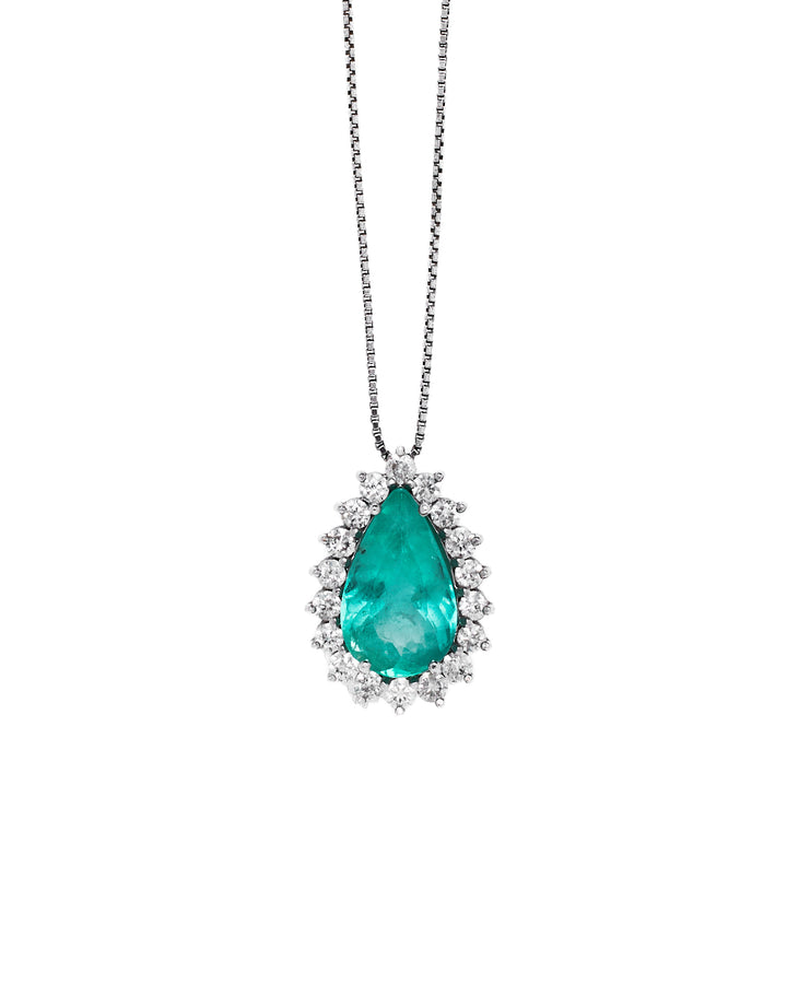 Colar gota Esmeralda com Diamantes