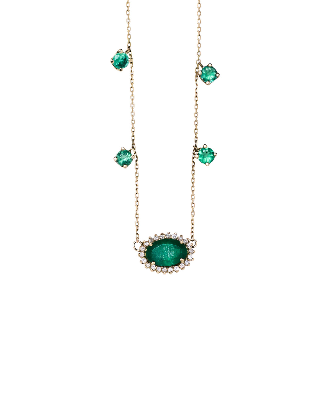 Colar esmeralda com diamantes