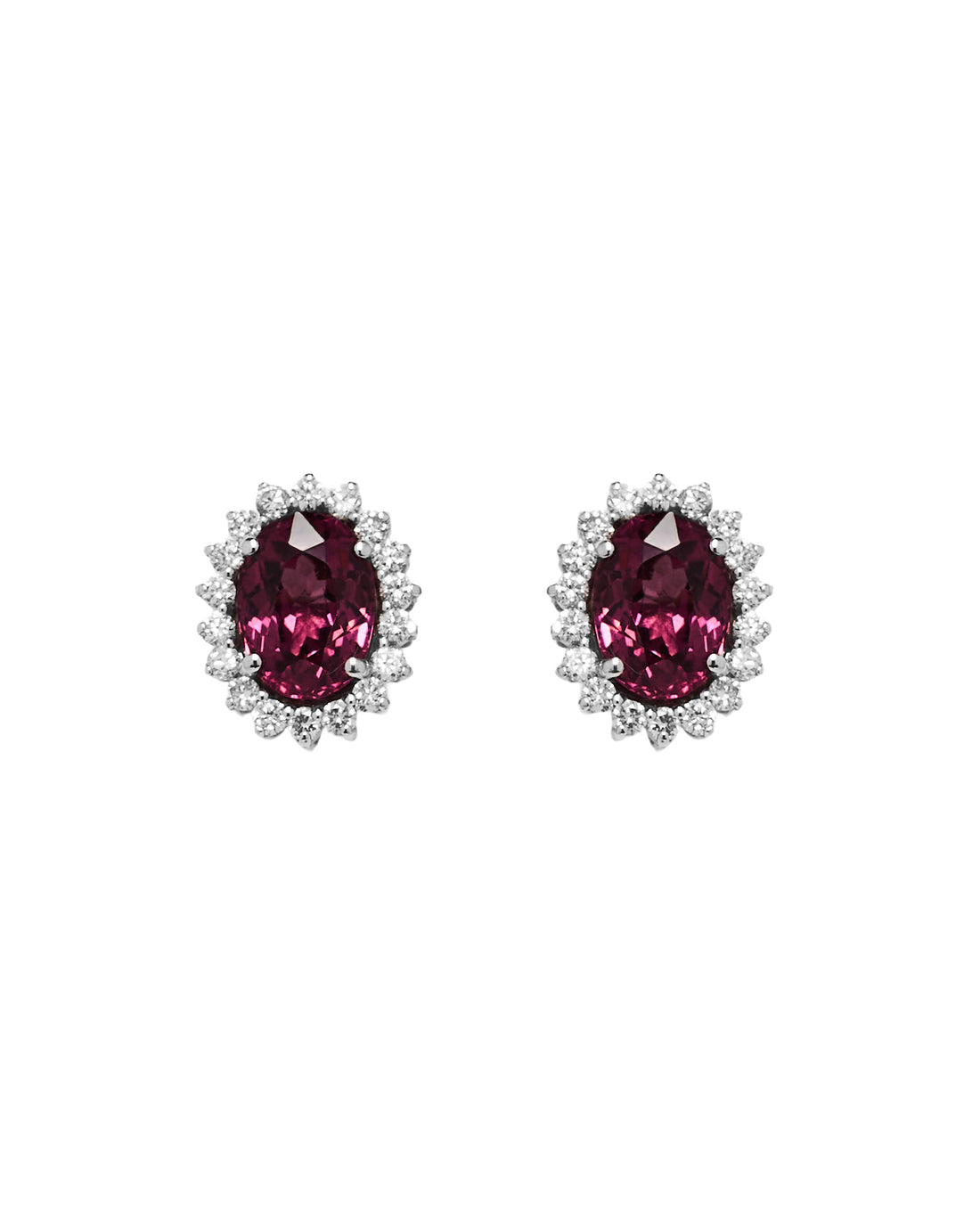 Brinco rodolita com diamantes