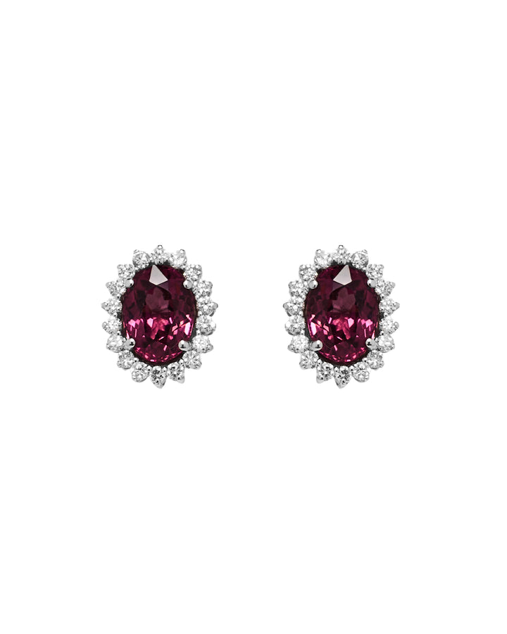 Brinco rodolita com diamantes