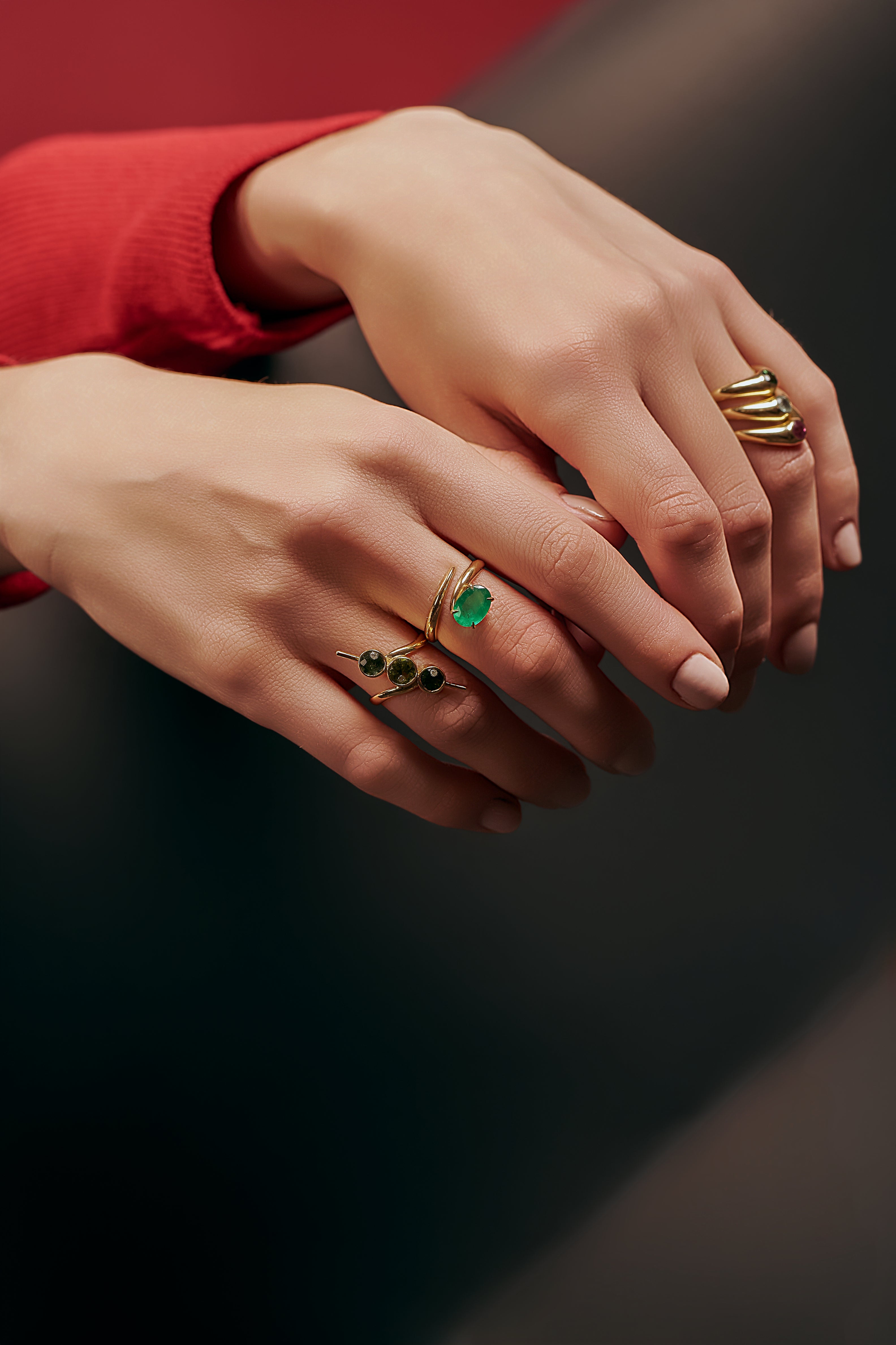 Anel orgânico turmalina verde