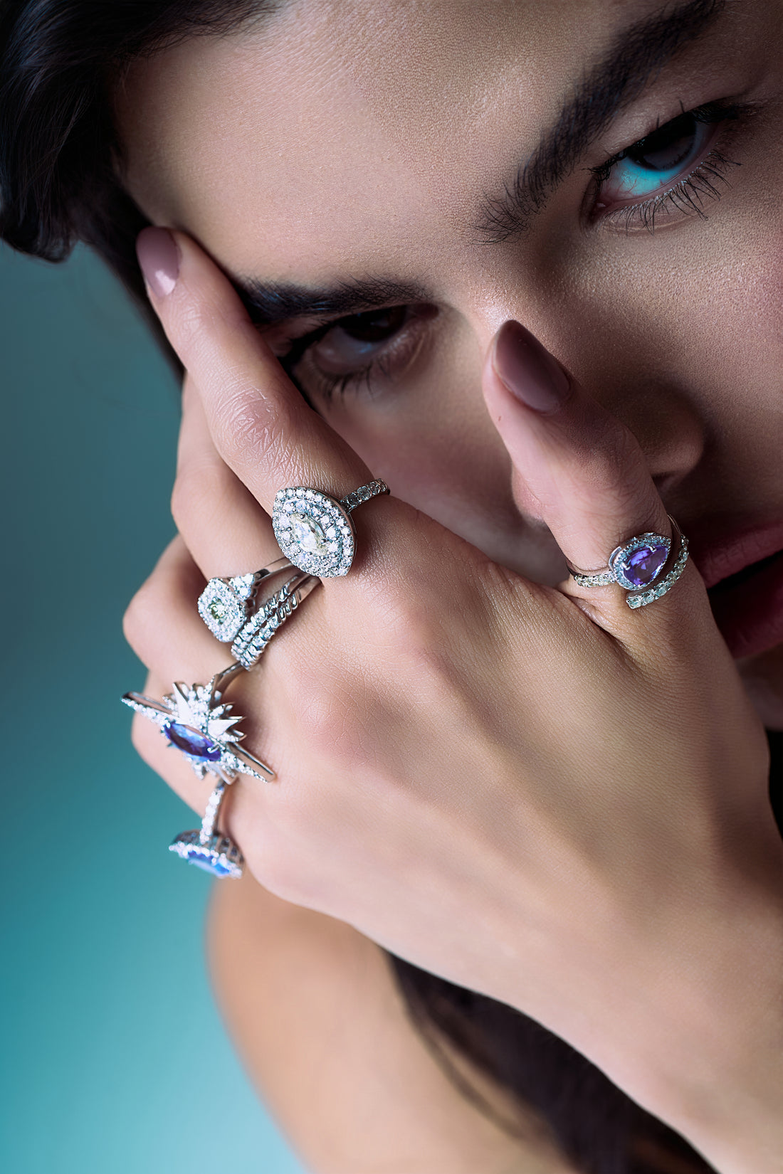 Meia aliança diamantes 0,15cts