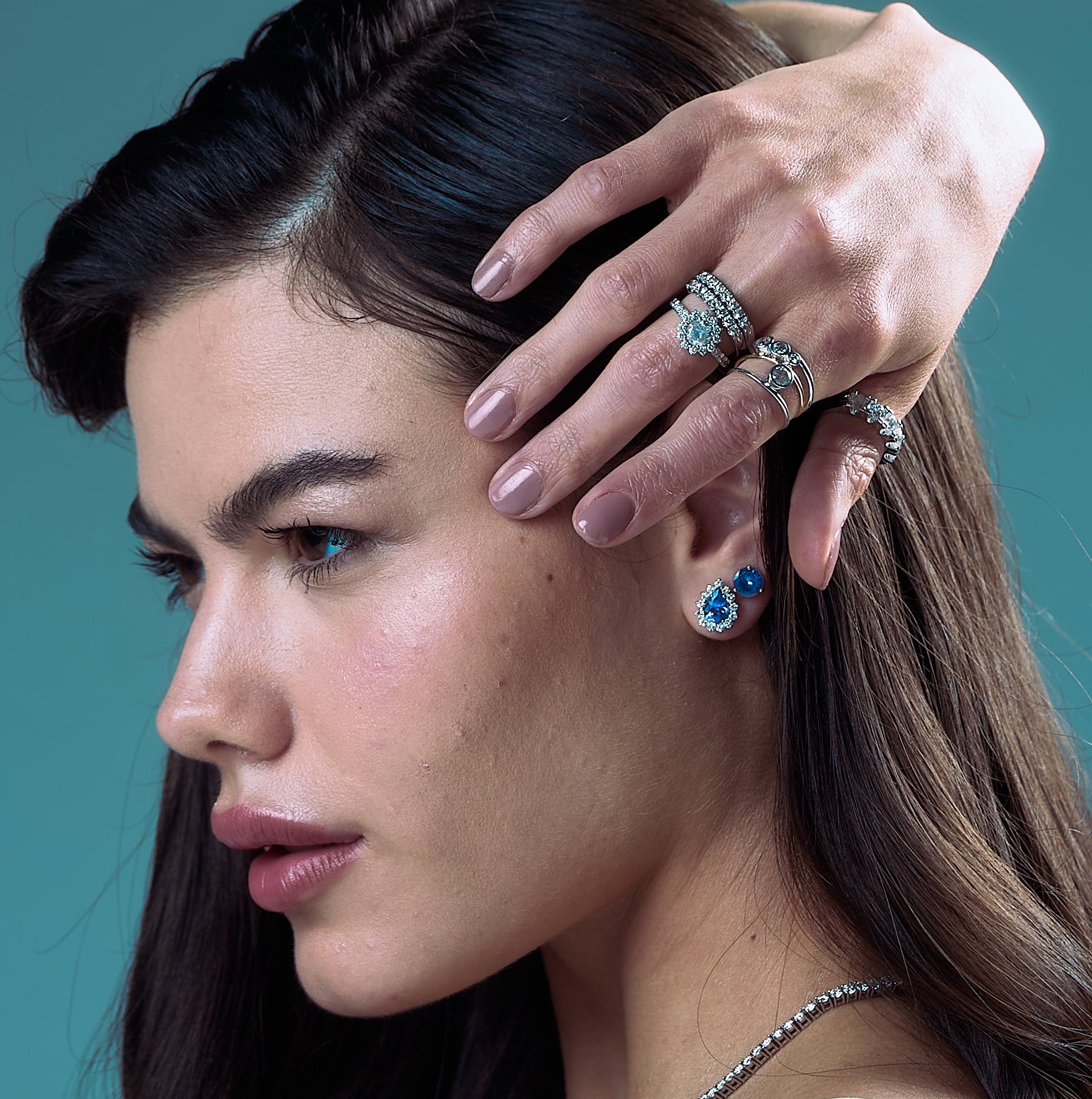 Meia aliança diamantes 0,65cts