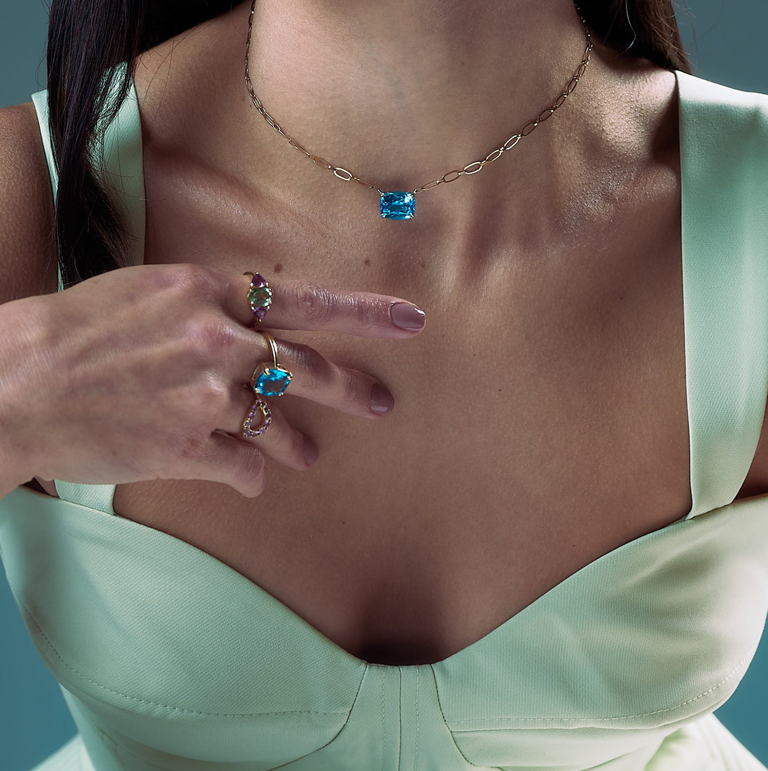 Anel Turmalina e Safiras