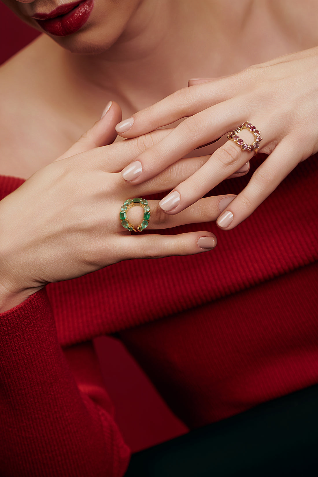 Anel Moon Turmalinas rosas